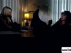 petite detective rimmed by client in lesbian scene