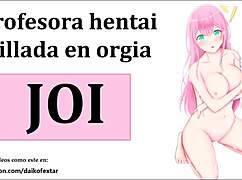 JOI Hentai Orgy with Teacher in Cosplay Costumes Audio Spanish