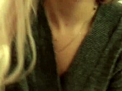 cute blonde gives sloppy blowjob to monster cock