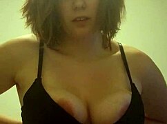 sucking my boyfriend's dick while he watches my tits