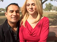 gorgeous blonde with massive tits gets fucked in front of partner