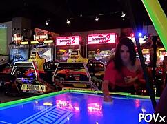 Bare teen 18+ beauties engage in rough fucking and blowjob in POV