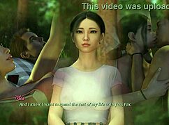 Asian Babe Rocks Fishnet Corset in Porn Game