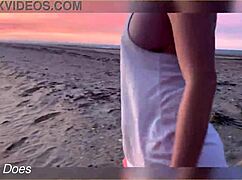 big tits flashing at sunset in public