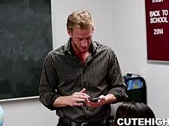 Naughty skinny teen seduces older teacher for wild fun