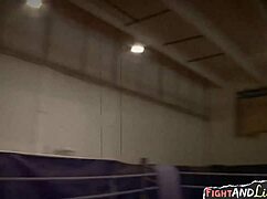 tow sexy blondes wrestle then eat pussy