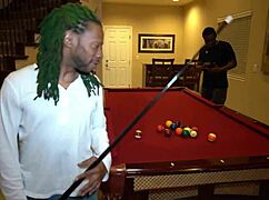 Brunette rides big black cock doggystyle in group cum session.