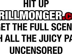 opal essex - thrillys big black couch pale redhead in glasses with big natural tits gets creampied twice by thrillmongers bbc