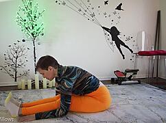 Yoga Lesson 345: Shaved Babe Guides With Small Tits and Big Ass