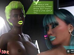 Horny blue haired anime girl bl opting a futanari cock