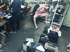 This slutty blonde just masturbates in public next to a total stranger, wild! 😲