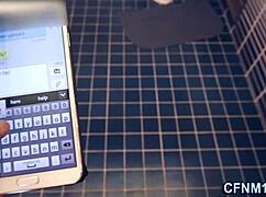 in a reality setting, a teen 18+ager gets bent over for doggystyle and cum dumped cfnm