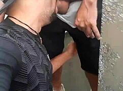 Man Sucking Married Man's Dick In Public Toilet, Caught By Cleaner.