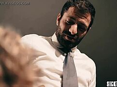 sexy babe tiffany watson with perfect ass cleaned his pants. then sucked his big hard penis!