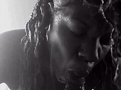 Ebony girl takes big black cock in POV blowjob scene