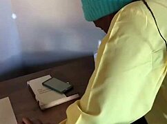 Ebony Teen Gets Nasty Creampie Under Study Desk, Bent Over for Monster Cock