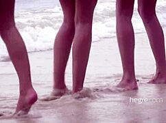 Seeing these 4 beauty girls naked on the beach was pure summer bliss