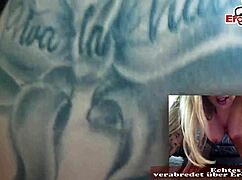 Watch This Tattooed German Slut Fuck With Her Big Tits On Webcam!