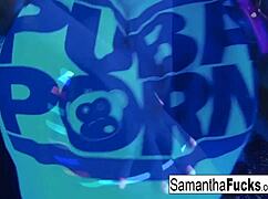 samantha saint gets off in super hot black light solo