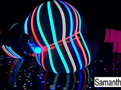 samantha saint gets off in super hot black light solo