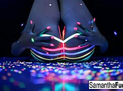 samantha saint gets off in super hot black light solo