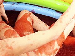 Chloe Conrad and Leila Bee, wanna play dirty in strawberry jelly pool?