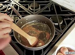 Stepmom sucks with breasts out 😍