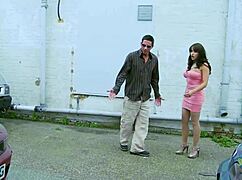 sweet brunette milf pays stranger with pussy blowjob riding cock sideways 😘