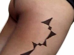 hey, check out this tranny in pantyhose with amazing legs cumming hard