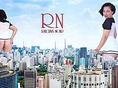 I'm stunned by this giant lady without panties strutting in the city, taller than King Kong, what a show!