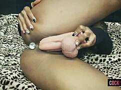 dark dea fucks her pussy with a huge dildo