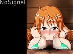 Nami is swallowing a huge load of cum in this alternative anime hentai scene 😋