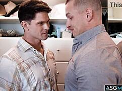 brock kniles n his gay in law devin franco sneak anal sex in the closet, kissing n ass to mouth