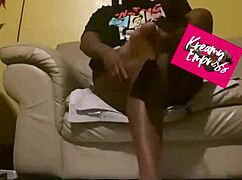 Ebony milf submits by licking honey from feet