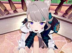 lynette's cute blowjob feels so emotional in genshin impact