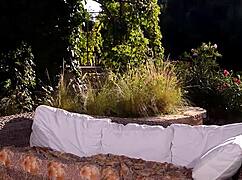 gorgeous blonde lesbians getting horny in outdoor fucking