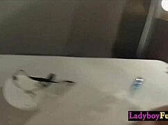 Slender Asian ladyboy Kwan sucks dick while guy films her