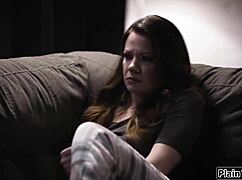 Busty tenant licks milf landlord passionately.