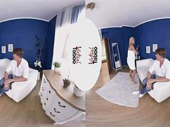 Blonde in taboo threesome feels intense pleasure with cocks