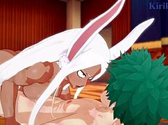 i watch rumi usagiyama mirko tsuyu asui and izuku midoriya in intense hentai sex