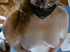 Mirelladelicia masturbates with dildos in exhibitionist striptease