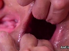 Foxy lezzie babes open up for anal fisting