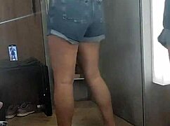 In the Store's Dressing Room with a Jeweled Plug Inside