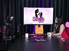 Ramona in sheer red does 69 and BDSM. Emphasizes safety key.