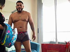 young delivery girl meets muscular peruvian in intriguing encounter