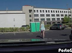 Chubby Blonde Sweats Sucking 7 Dicks in Public!