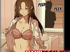 Sexy anime girlfriend performs blowjob and doggystyle in hentai cartoon!