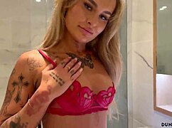 watch this british blonde in lingerie skillfully service my big cock.