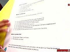 skinny british brunette picked up on street, fucked on desk by big cock