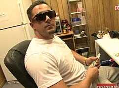 skinny british brunette picked up on street, fucked on desk by big cock